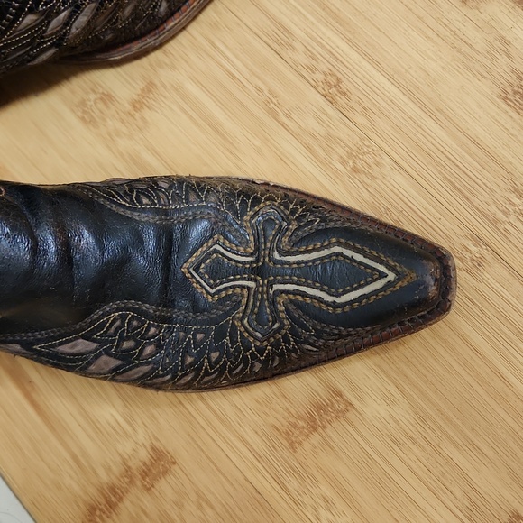 Men's Coral Western Cross Wing Cowboy Boots Sz 9 1 /2 D - Picture 2 of 16